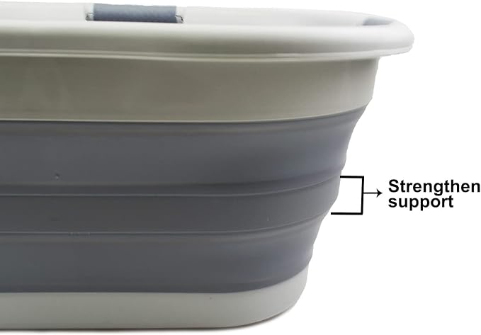 SAMMART 40L (10.5 gallon) Collapsible Plastic Laundry Basket - Foldable Pop Up Storage Container/Organizer - Portable Washing Tub - Space Saving Hamper/Basket (Grey+Dark Grey(Set of 2)) - Image 4