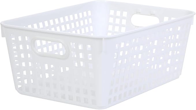 Really Good Stuff Large Plastic Book Baskets, 13.25" by 10" by 5.5"-12-Pack | White, Classroom Library Organizer, Storage, Multi-Purpose Organizer Basket - Image 2