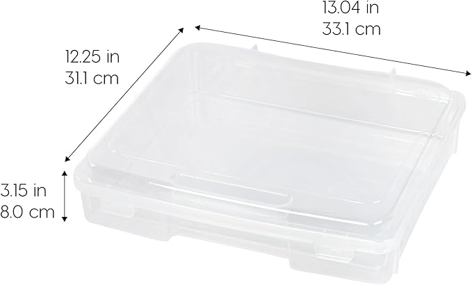 IRIS USA Board Game Storage |Made in USA| Thick Craft Case (6-Pack) - Clear | Fits 8.5" x 11" & A4 Paper, Organizers with Built-In Handle & Snap-Tight Lids, Containers for Puzzles, Art & Scrapbooking - Image 2