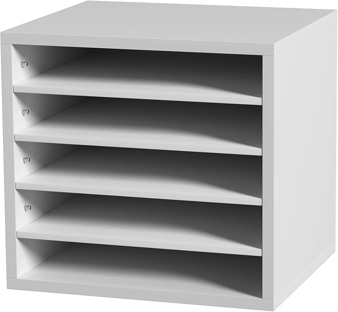 VEVOR Literature Organizers, 5 Compartments Office Mailbox with Adjustable Shelves, Wood Literature Sorter 13.9x12x13 inches for Office, Home, Classroom, Mailrooms Organization, EPA Certified, White - Image 9