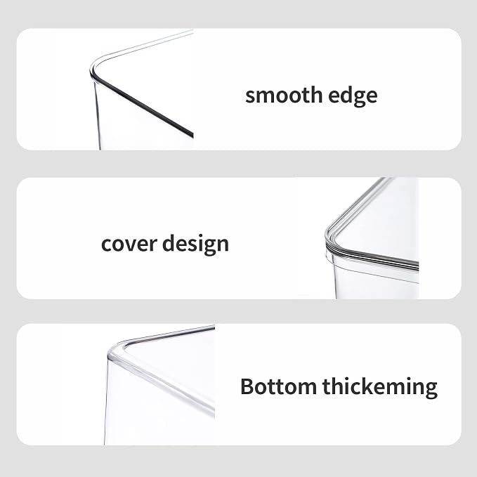 Lidded Plastic Storage Bins Set Clear Desk Basket Box Organizer Kitchen Container Clothes Laundry Closet Cabinet Shelf, Organization and Storage for Shelves Office Bathroom(clear 3XL+2M) - Image 5