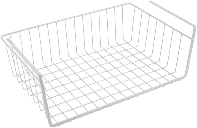 Modern Home Under Shelf Wire Storage Baskets – Hanging Organizer Rack for Cabinet, Pantry, or Closet – White Metal Basket for Kitchen, Towels, or Office – No Tools Required (15") - Image 2