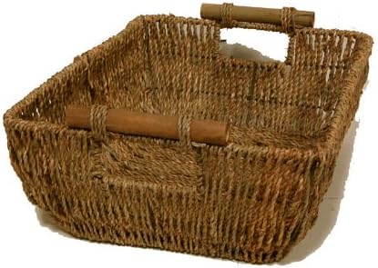 Premium Handmade 14" Kalani Seagrass Basket with Bamboo Handle – Rustic Boho Organizer for Bathroom, Living Room & Entryway Storage by The Lucky Clover Trading - Image 4