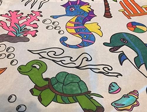 Oceantime Fun Design – Rectangle Tablecloth 60”X84” - Interactive Coloring Tablecloth for Kids – Poly/Cotton Fabric - Washable and Reusable – DIY Activity for Children and Adults - Image 6