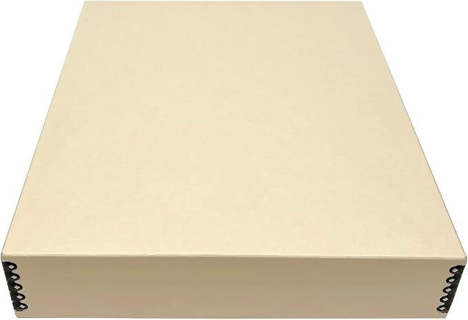 Lineco Museum Archival Storage Box, Drop Front, 14.75x18.75x3 in, Tan | Acid-Free with Metal Edge, Preserves Picture Longevity, Organize Photos, Newspapers, Prints, Documents, Crafts, DIY by Lineco