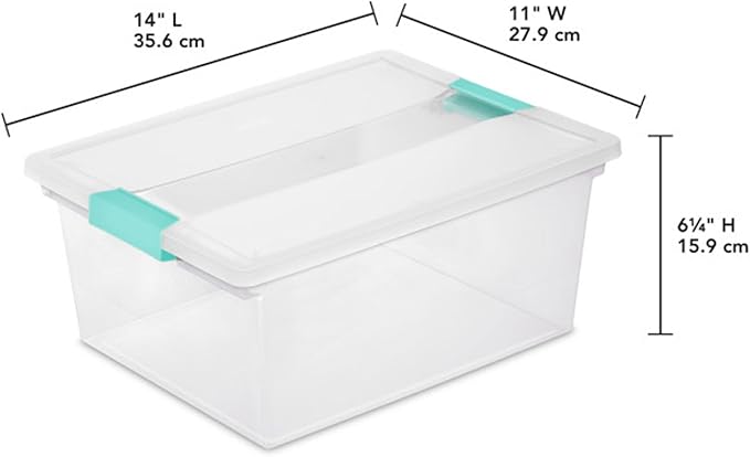 Sterilite Clip Box, Stackable Clear Plastic Bins- Deep, 12-Pack | Storage Containers with Latching Lids for Writing, Arts or Crafts Supplies - Home, Office, Classroom & Workshop Organization - Image 3