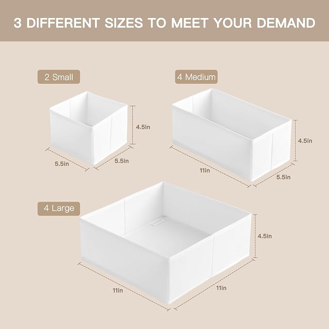 Drawer Organizer Clothes, 10 Pack Dresser Organizer for Baby Clothes, Underwear, Sock- Foldable Closet Organization and Storage Dividers Bins for Nursery, Bedroom (White) - Image 2