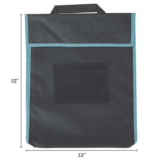 Really Good Stuff Store More Large Book Pouches, 4-Pack, Blue | Stitched-on Handle, Clear Name Tag Pocket, Durable Fabric, Water Resistant, Send Home Books & Homework - Image 2