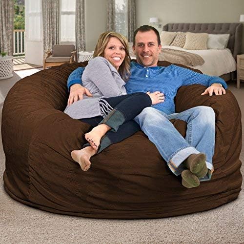 ULTIMATE SACK | 6 Ft Bean Bag Chair Replacement Cover Only | Brown Suede | Removable Washable Cover only - Image 8