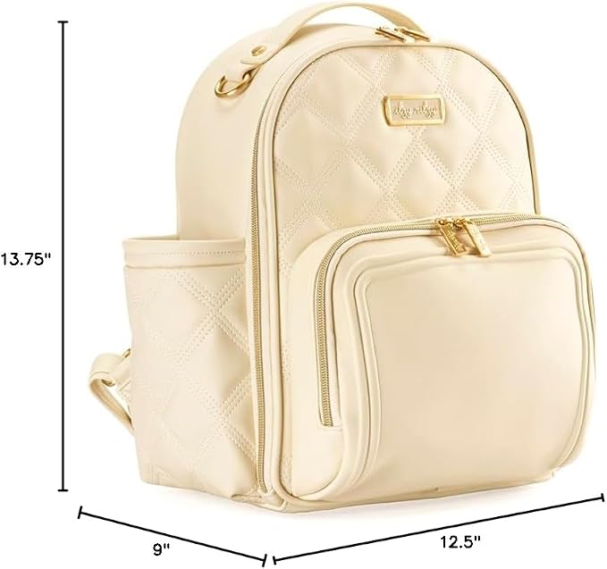 Itzy Ritzy Mini Diaper Bag Backpack – Chic, Compact Mini Plus Backpack with Changing Pad, 10 Pockets (6 Internal, 4 External), Grab-Top Handle & Rubber Feet (Milk & Honey) - Image 11