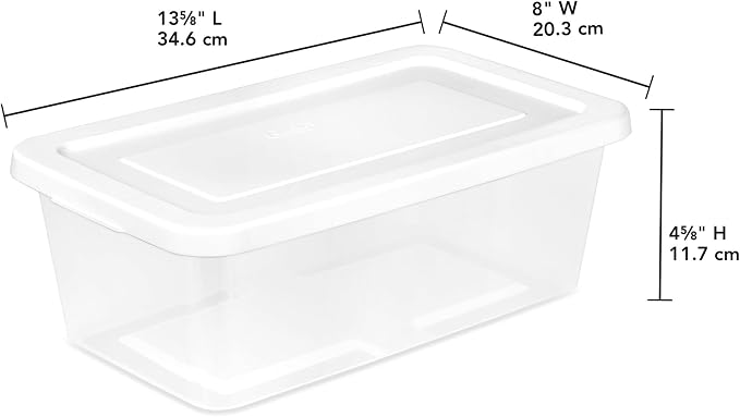 Sterilite 6 Quart Storage Box, Clear Plastic with White Snap Lid, 12 Pack - Image 3