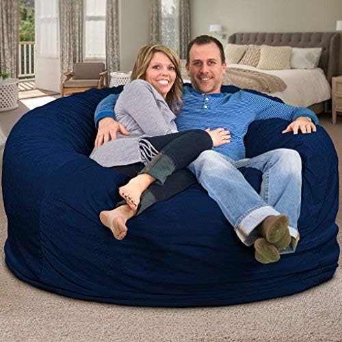 ULTIMATE SACK | 6 Ft Bean Bag Chair Replacement Cover Only | Navy Suede | Removable Washable Cover only - Image 8