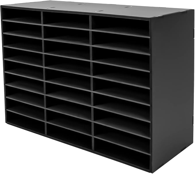 Mail Sorter Organizer, Black Mailbox for Classroom, 27 Compartments Literature Organizer, Desktop File Sorter, Paper Organizer for Home School Office (27 Slots Black) by MhdunueSK
