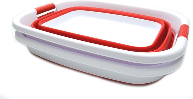 SAMMART Set of 2-31L (8.1 gallon) Collapsible Plastic Laundry Basket -Pop Up Storage Container-Portable Washing Tub - Space Saving Hamper/Basket, Water capacity: 23L (6 gallon) (2, Red) - Image 2