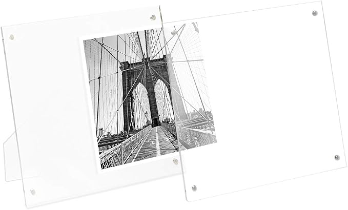 Isaac Jacobs 5x5 Clear Acrylic Magnetic Picture Frame with Two-Way Easel | Plain Acrylic Picture Frame, Magnetic Photo Frame, Made for Tabletop Display - Image 2