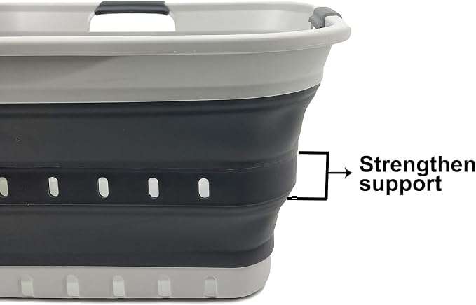SAMMART 42L (11 gallon) Collapsible Plastic Laundry Basket - Foldable Pop Up Storage Container/Organizer - Space Saving Hamper/Basket (1, Grey/Steel Grey) - Image 4