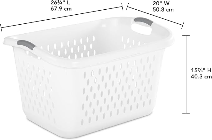 (2 Pcs) 2.7 Bushel Extra Large Plastic Laundry Basket with 2 Carry Handles, For use in the Laundry Room, Dorm Room or Bedroom，White - Image 3