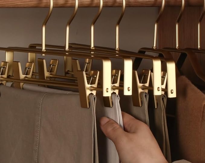 Premium Matte Gold Aluminum Pants Clip Hanger 10 Pack, Extra Smooth & Durable Metal Shirt Dress Aluminum Alloy Hanger,Clothing Support,Clothing Hang - Image 6