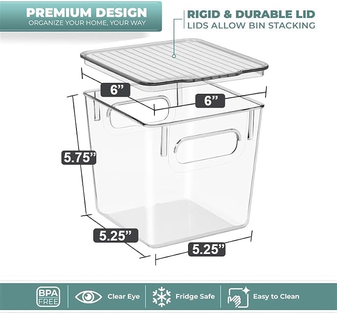 Sorbus Small Clear Plastic Storage Bins With Lids - Stackable Organizer For Toys, Clothes, Medicine, Makeup, Closet, Art Supplies, Bathroom, Shoes (4 Pack) - Image 2