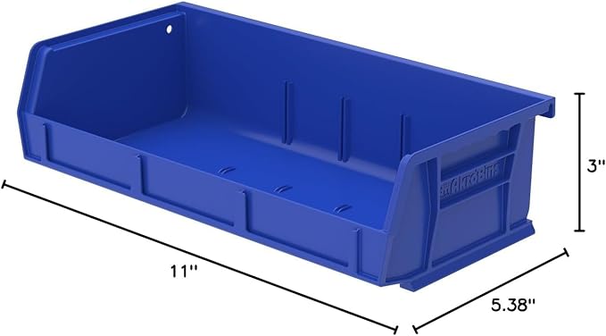 Akro-Mils 30232 AkroBins Plastic Storage Bins, 5"x11"x3", Blue, 8-Pack | Space-Saving Stackable Bins for Garage, Pantry, Craft Organization - Image 4