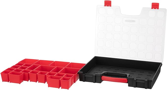 INTERTOOL Hardware Organizer with 24 Removable Bins - Small Parts Storage Tool Box for Nuts, Bolts, Screws, Nails - Portable Handle Transparent Lid with Locks BX08-4033 - Image 5