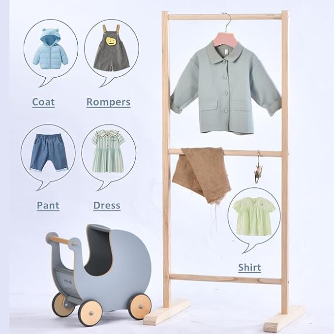 Pink 12.7" Ultra-Thin Wooden Children Closet Clothes Clips Hangers 20PCS Wood Baby Kids Coat Hangers for Infant Toddler Newborn Jumpsuit Pants Skirts Jeans Space Saving Heavy Duty Durable - Image 7