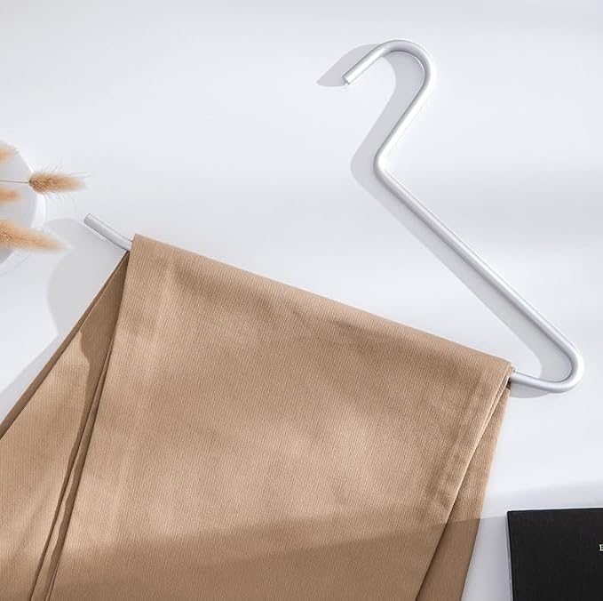 Premium Matte Silvery Aluminum Pants Hanger 10 Pack, 13.7” Extra Smooth & Durable Metal Shirt Dress Hanger,Aluminum Alloy Hanger,Clothing Support,Clothing Hang - Image 4