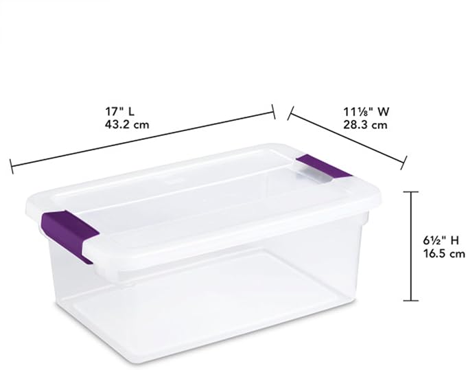 Sterilite 24-Pack ClearView Latch Box, Stackable Storage Organizer Bins for Home, 15 Quart | Clear Plastic Organizers with Color Accent Latches for Closet, Bedroom, Shelving Units, Dorm Room and Home Organization - Image 3