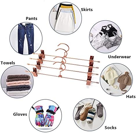 13.8" Rose Gold Pants Clothes Hangers, 10 Pack Trouser Hangers with Clips Metal Trouser Clip Hangers,Heavy Duty Metal Wire Adjustable Clips Bottom Trousers Legging Organizer - Image 8