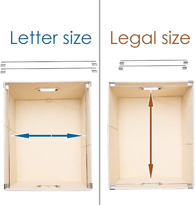 File Organizer Box - Set of 4 Collapsible Decorative Linen Filing Storage Hanging File Folders with Lids Office Cabinet Letter/Legal Size Light Grey (17x14x11.2 inch) - Image 6