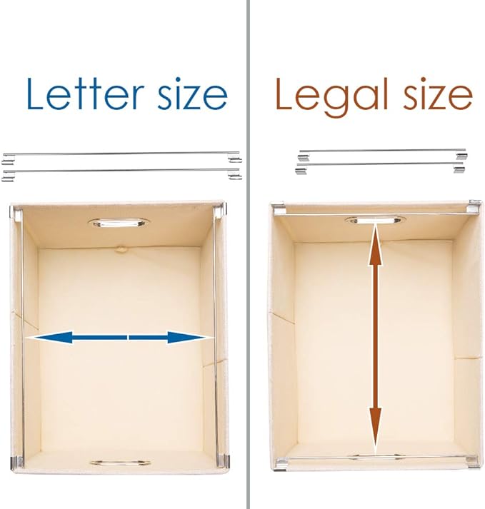 File Organizer Box - Set of 1 Collapsible Decorative Linen Filing Storage Hanging File Folders with Lids Office Cabinet Letter/Legal Size Light Grey (17x14x11.2 inch) - Image 5
