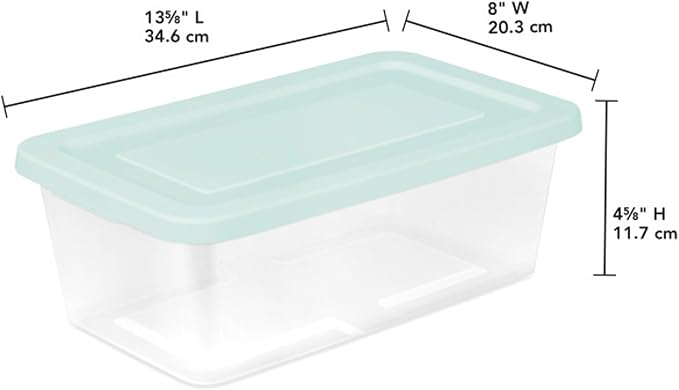 Sterilite Set of 10 Storage Boxes, Clear Plastic Stackable Containers, Lightweight Home Organizers with Snap Lids, 6 Quart, Mindful Mint - Image 2