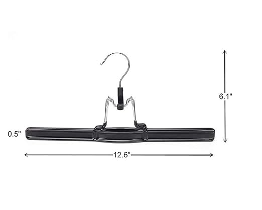 NAHANCO 10” Non Slip Metal Skirt/Pant Hanger with Rubberized Clamp, Black - 12 Pack - Image 5