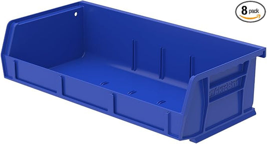 Akro-Mils 30232 AkroBins Plastic Storage Bins, 5"x11"x3", Blue, 8-Pack | Space-Saving Stackable Bins for Garage, Pantry, Craft Organization by Akro-Mils
