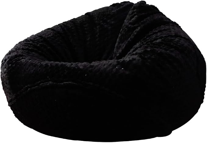Soft Bean Bag Chair Cover No Filler Sofa Cover Storage Washable Bean Bag Cover Organizing Children Plush Toys for Living Room Bedroom (Black, 5 feet-47.3"*47.3"*31.5") by Huamengoo