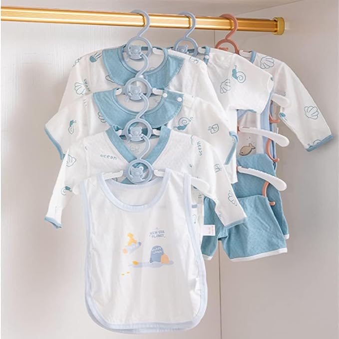 Baby Clothes Hangers 50 Pack, Plastic Kids Hangers Space Saving for Closet | Blue Hanger for Toddler Girl and Boy - Lightweight Anti-Slip Cascading Padded Extendable Adjustable Pant Bear Children Hangar - Image 2