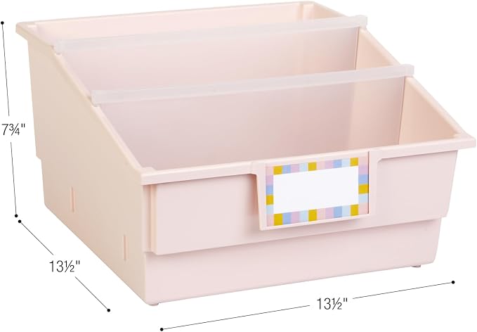 Really Good Stuff Picture Book Classroom Library Bins with Dividers, 6-Pack | Sand, 13.5 in W x 13.5 in D x 7.75 in - Image 4