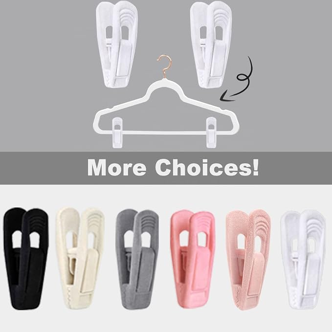 TOFIIGREM White Velvet Hangers Clips 40 PCS, Pants Hangers Velvet Clips Easily Add to Velvet Hanger, Skirt Suit Pants Clothes Velvet Hangers, Baby Kids Hangers Clips - Image 8