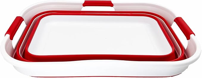 SAMMART 21L (5.5 Galloons) Collapsible Plastic Storge Basket - Foldable Pop Up Storage Container/Organizer - Portable Washing Tub - Space Saving Hamper/Basket (White/Viva Magenta) - Image 3