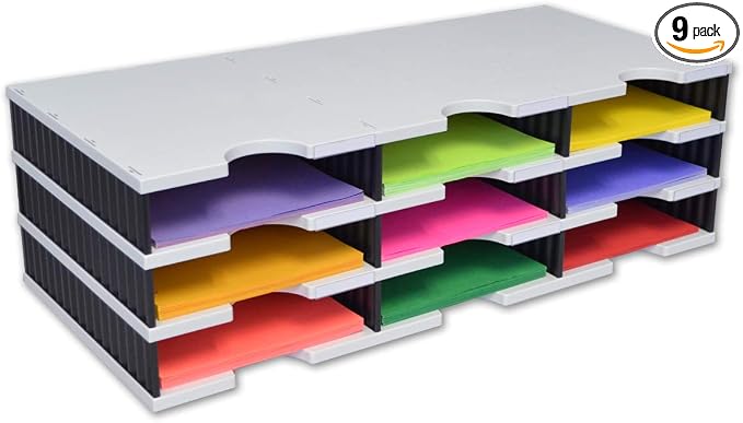 Ultimate Office TierDrop Desktop Organizer, 9 Compartment Sorter, 3-Wide | Sorts documents, forms, mail for office or classroom; modular no-tool assembly design, easily expands with add-on tiers by UltimateOffice