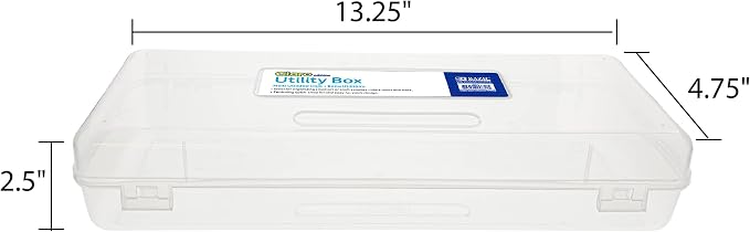 BAZIC PRODUCTS Clear Ruler-Length Pencil Box, 4-Pack | 13 3/8 x 5 3/8 x 2 1/2 in, snap-latch lid for long supplies - Image 4