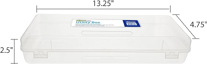 BAZIC PRODUCTS Clear Ruler-Length Pencil Box, 12-Case | 13 3/8 x 5 3/8 x 2 1/2 in, snap-latch lid for long supplies - Image 4