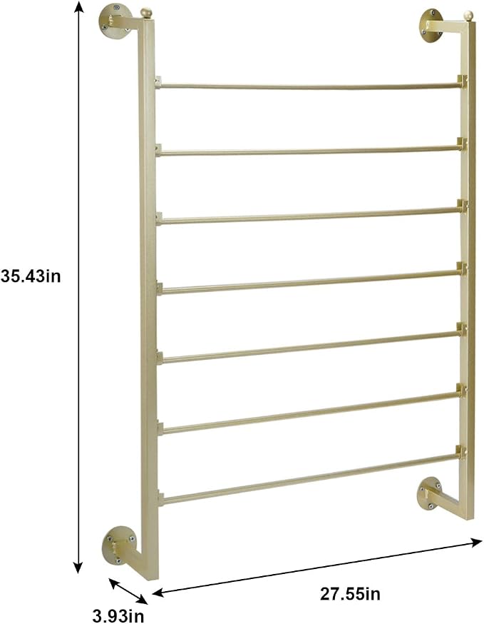 ikare Ribbon Storage Organizer,Wall Mounted Ribbon Organizer,Wrapping Paper Rack,7-Tier Metal Ribbon Storage for Craft Room,Flower Shop,Gift Wrapping Paper,Golden - Image 4