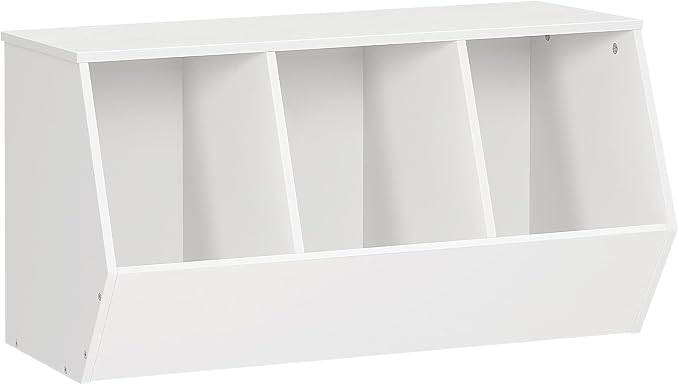 HOOBRO Toy Storage Cubby, Kids Bookshelf, Stackable 3-Bin Toy Storage Cabinet, Bookcase Footboard, Children's Toy Shelf, Hallway, White WT30CW01 by HOOBRO