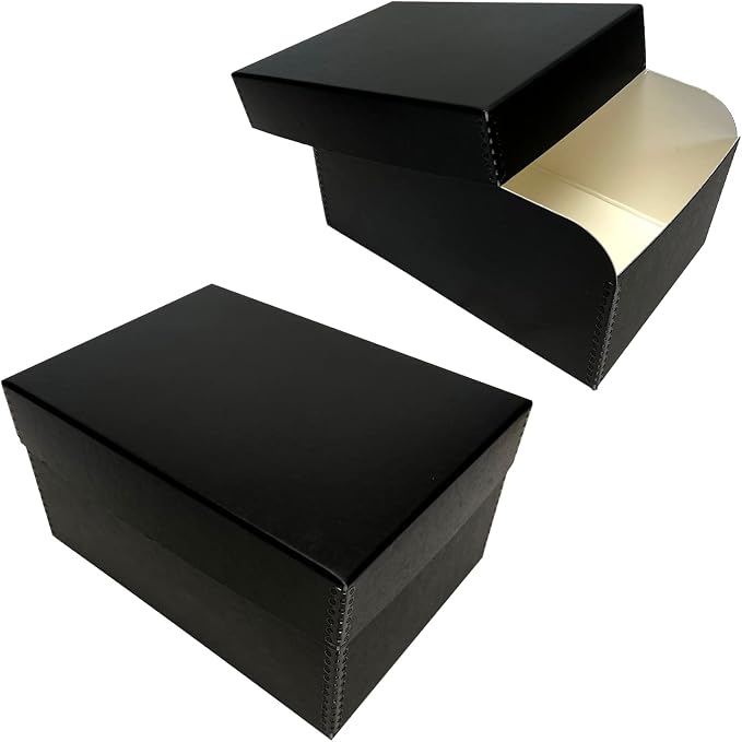 Lineco 4x6 Photo Storage Box, with 12 Envelope, 5.5x7.5x11, Black, 2 Pack | Holds Up to 1000 3.5" x 5", or 4" x 6" Pictures, Metal Edge, Archival Organizer for Cards, Prints, Stickers, Stamps, Seeds by Lineco
