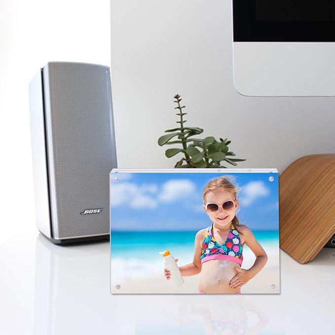 Acrylic 8x10 Photo Frames Double Sided Magnetic Picture Clear Frame | with Stand Double Sided 10mm frame,placed vertically,laid flat,or attached to the fridge,for Family, Baby, Friend Best Gift - Image 4