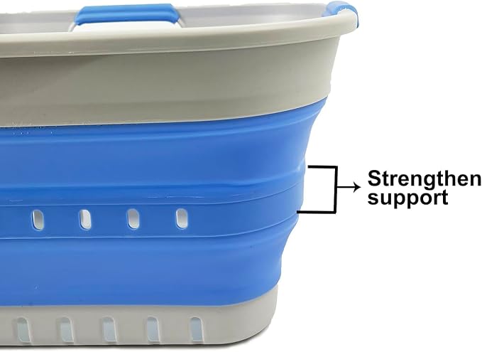 SAMMART Collapsible Plastic Rectangular Laundry Basket - Foldable Pop Up Storage Container/Organizer - Portable Laundry Hamper - Space Saving (Grey/Little Boy Blue, 19L) - Image 5