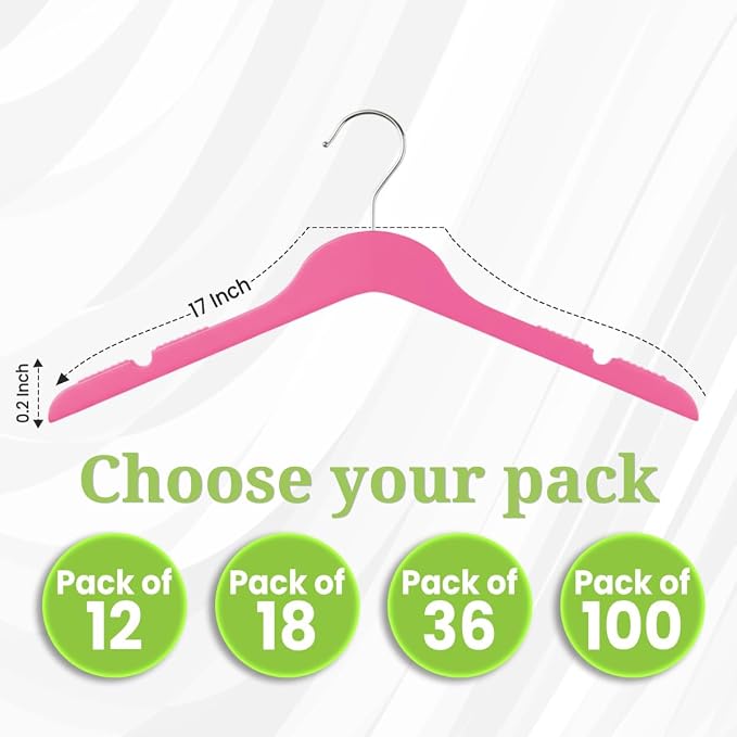All Hung Up Hangers Slim Plastic Clothes Hangers, Space-Saving Design with Non-Slip Grip, Durable for Everyday Use, Pink, 18 pcs - Image 5