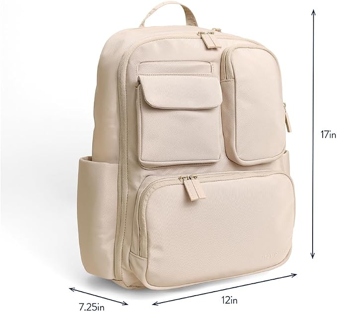 Itzy Ritzy Utility Diaper Bag Backpack – Features 17 Pockets (Including 2 Insulated Bottle Holders) & Trolley Sleeve and Includes Stroller Straps & Changing Pad – Part of The Belong Collection (Toast) - Image 11