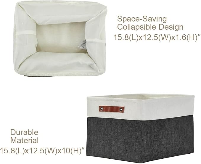 DECOMOMO Storage Bins, Extra Large Fabric Storage Baskets for Shelves 3Pack | 15.8 x 12.5 x 10 inches Decorative Linen Closet Organizers (Black & White) - Image 3